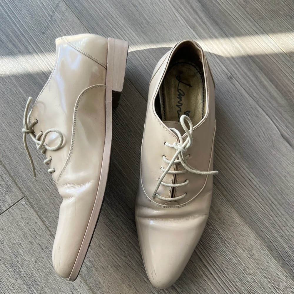 Lanvin Nude Glossy Leather Oxfords